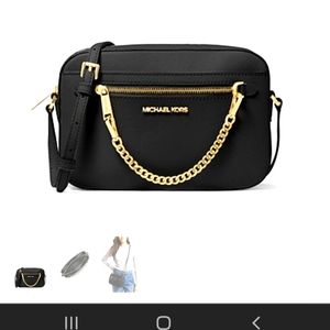 AUTHENTIC/MICHAEL KORS CROSSBODY/BLACK LEATHER/MEDIUM SIZE